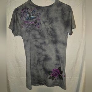 Sinful by Affliction womens MD t-shirt Love and Pride‎ grey colored